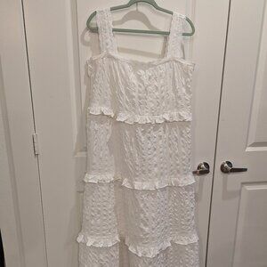 ASOS Design White Maxi Dress Ruffles L